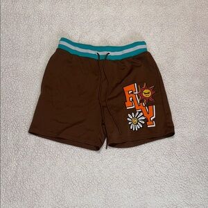 Men's Brown Athletic Shorts with Graphic Design
